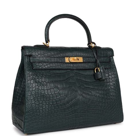 Hermes Special Order (HSS) Kelly Retourne 35 Vert Fonce Matte 